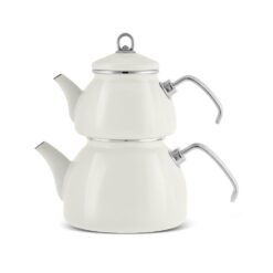 Alternative view of Karaca Loreto Enamel Teapot Set - Cream, 8683650326243