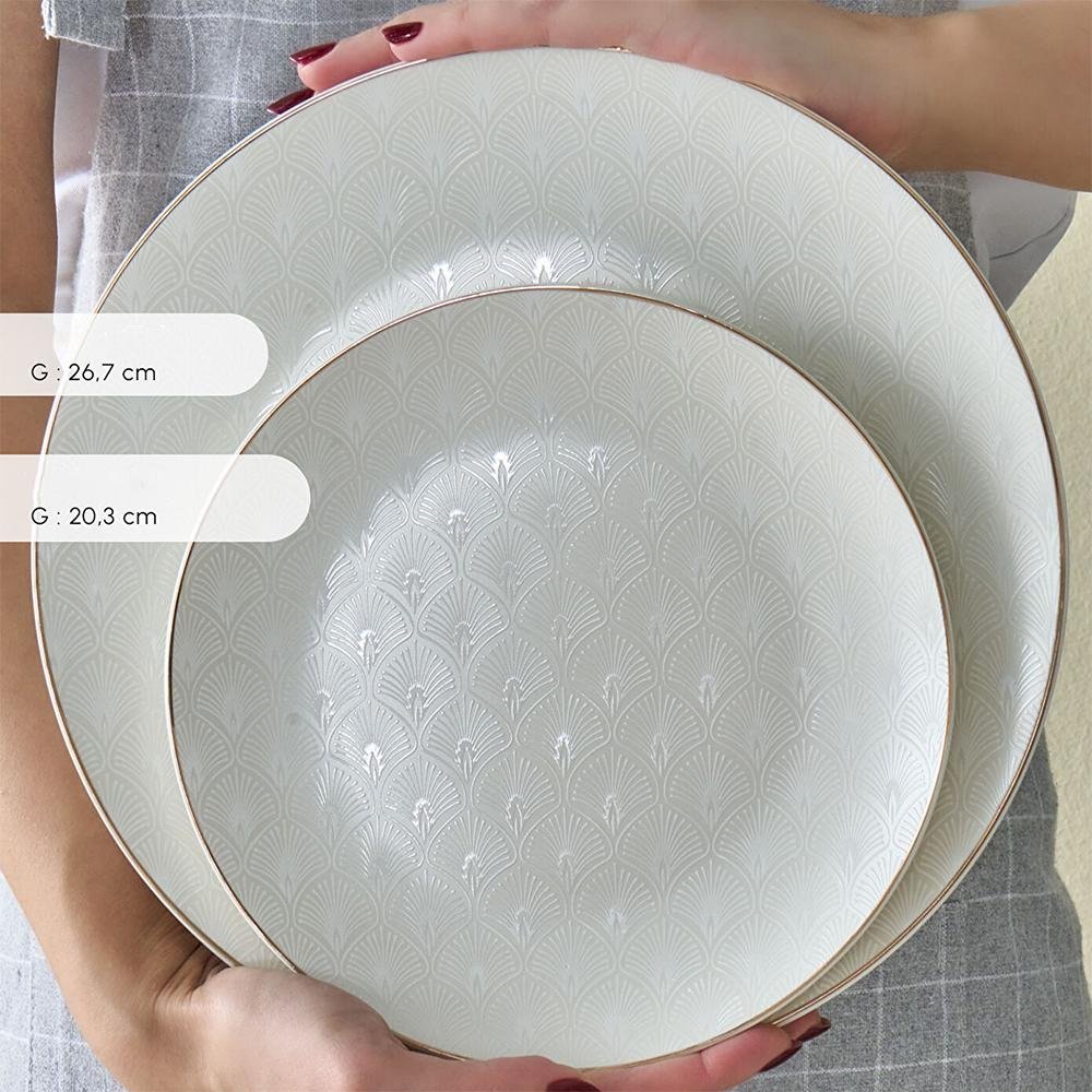 Karaca Elegance Bone Mandarin 53-Piece Dinner Set for 12 people - Gold, 8683650360513 6 Karaca Elegance Bone Mandarin 53-Piece Dinner Set for 12 people - Gold, 8683650360513 - Image 6