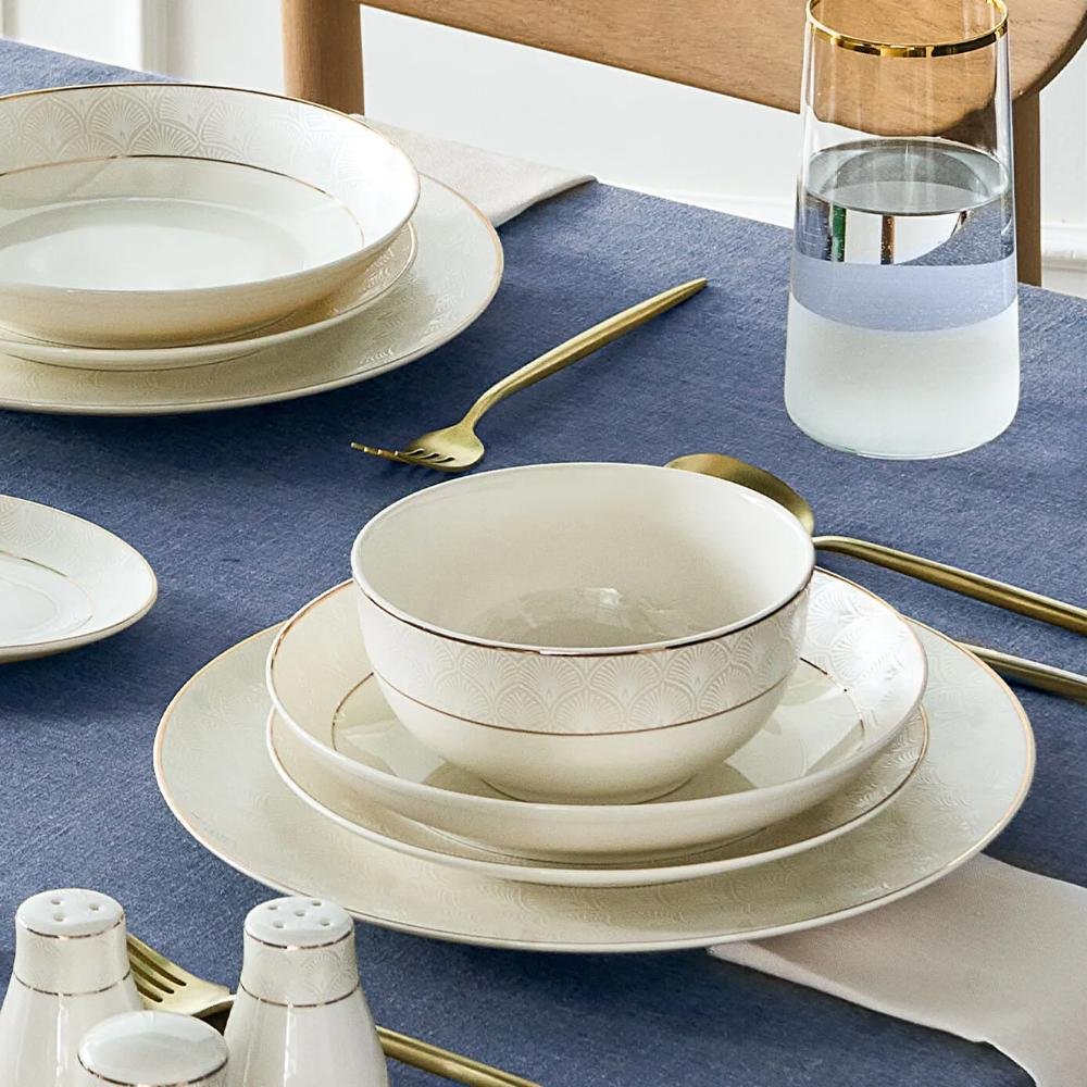 Karaca Elegance Bone Mandarin 53-Piece Dinner Set for 12 people - Gold, 8683650360513 2 Karaca Elegance Bone Mandarin 53-Piece Dinner Set for 12 people - Gold, 8683650360513 - Image 2