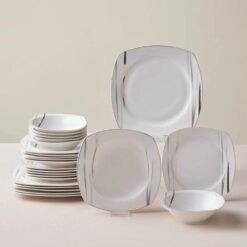 Karaca Square Bone Bera 24-Piece Dinner Set for 6 People, 8683650361664