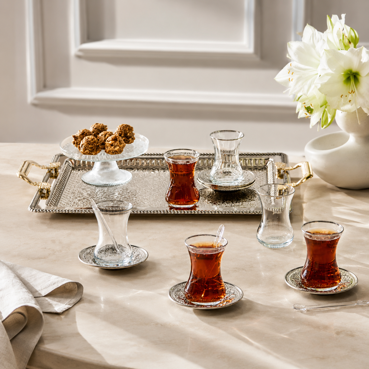 Karaca Deniz 19-Piece Tea Set with Serving Tray for 6, 8683650382492 1 Karaca Deniz 19-Piece Tea Set with Serving Tray for 6, 8683650382492
