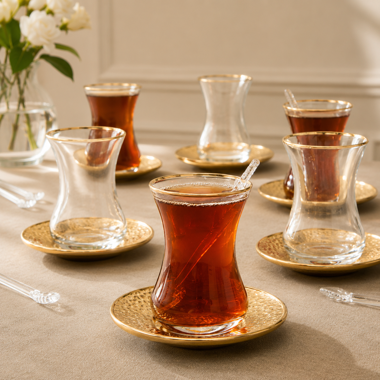 Karaca Ada Gold 18-Piece Tea Set for 6, 8683650382508 1 Karaca Ada Gold 18-Piece Tea Set for 6, 8683650382508