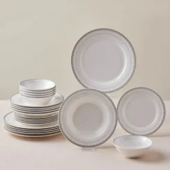 Karaca Forever Bone Juliet Metallic 24-Piece Dinner Set for 6 People, 8683650383017