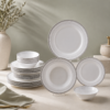 Karaca Forever Bone Juliet Metallic 24-Piece Fine Bone Dinner Set for 6, 8683650383017