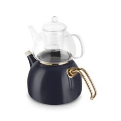 Alternative view of Karaca Aren Enamel Glass Perforated Teapot Set - Anthracite, 8683650412526