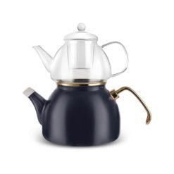 Karaca Aren Enamel Glass Perforated Teapot Set - Anthracite, 8683650412526