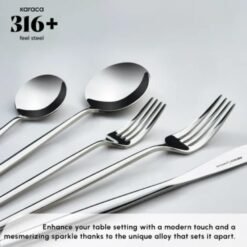 Karaca Mild 84-Piece 316+ Stainless Steel Cutlery Set for 12 People - Silver, 153.03.08.1817