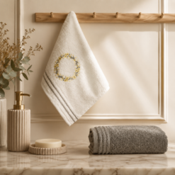 Karaca Home Tina 2-Piece Embroidered Hand & Face Towel Set, 8680214389102