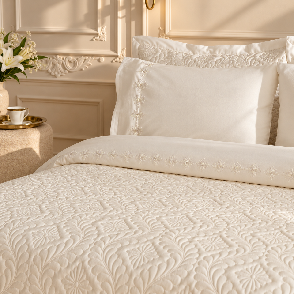 Karaca Home Glory 7-Piece Double Duvet Set – Ecru, 8680214364765 2 Karaca Home Glory 7-Piece Double Duvet Set – Ecru, 8680214364765 - Image 2