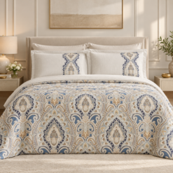 Karaca Home Lemy Cotton Satin Double Duvet Cover Set – Blue, 8680214391488