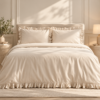 Karaca Home Pure Ruffle 100% Cotton King Size Duvet Cover Set – Ecru, 200.22.05.0298