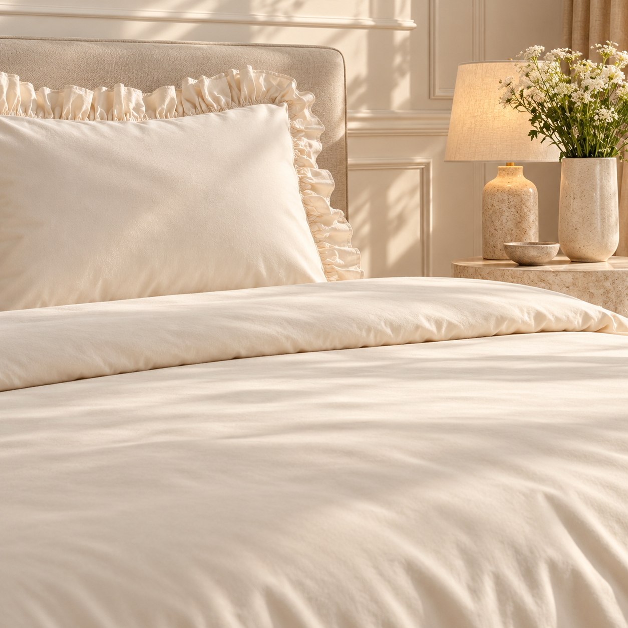 Karaca Home Pure Ruffle 100% Cotton King Size Duvet Cover Set – Ecru, 200.22.05.0298 7 Karaca Home Pure Ruffle 100% Cotton King Size Duvet Cover Set – Ecru, 200.22.05.0298 - Image 7