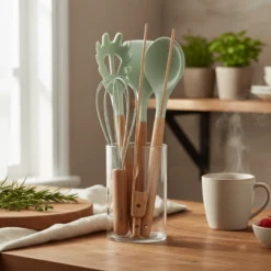 Karaca Aura 6-Piece Service Set – Natural Wood & Sage Green, 153.09.01.9393