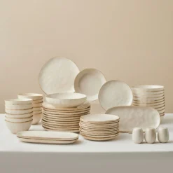 Karaca Earth Collection Aria 55-Piece 12-Person Dinner Set, Beige, 8683650346531