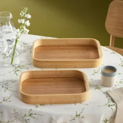 Karaca Nolan 2-Piece Bamboo Tray Set, 153.09.01.7157