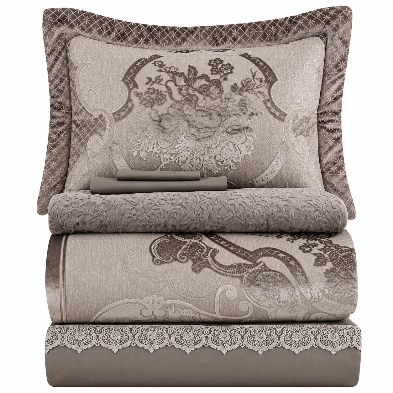 Karaca Home Valeria Grey Queen 8-Piece Bridal Bedding Set, 200.22.04.0331 8 Karaca Home Valeria Grey Queen 8-Piece Bridal Bedding Set, 200.22.04.0331 - Image 8