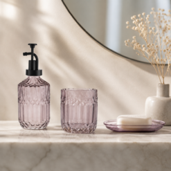 Karaca Home Bellino 3-Piece Bathroom Accessory Set - Smoke Grey Glass, 8683650348245