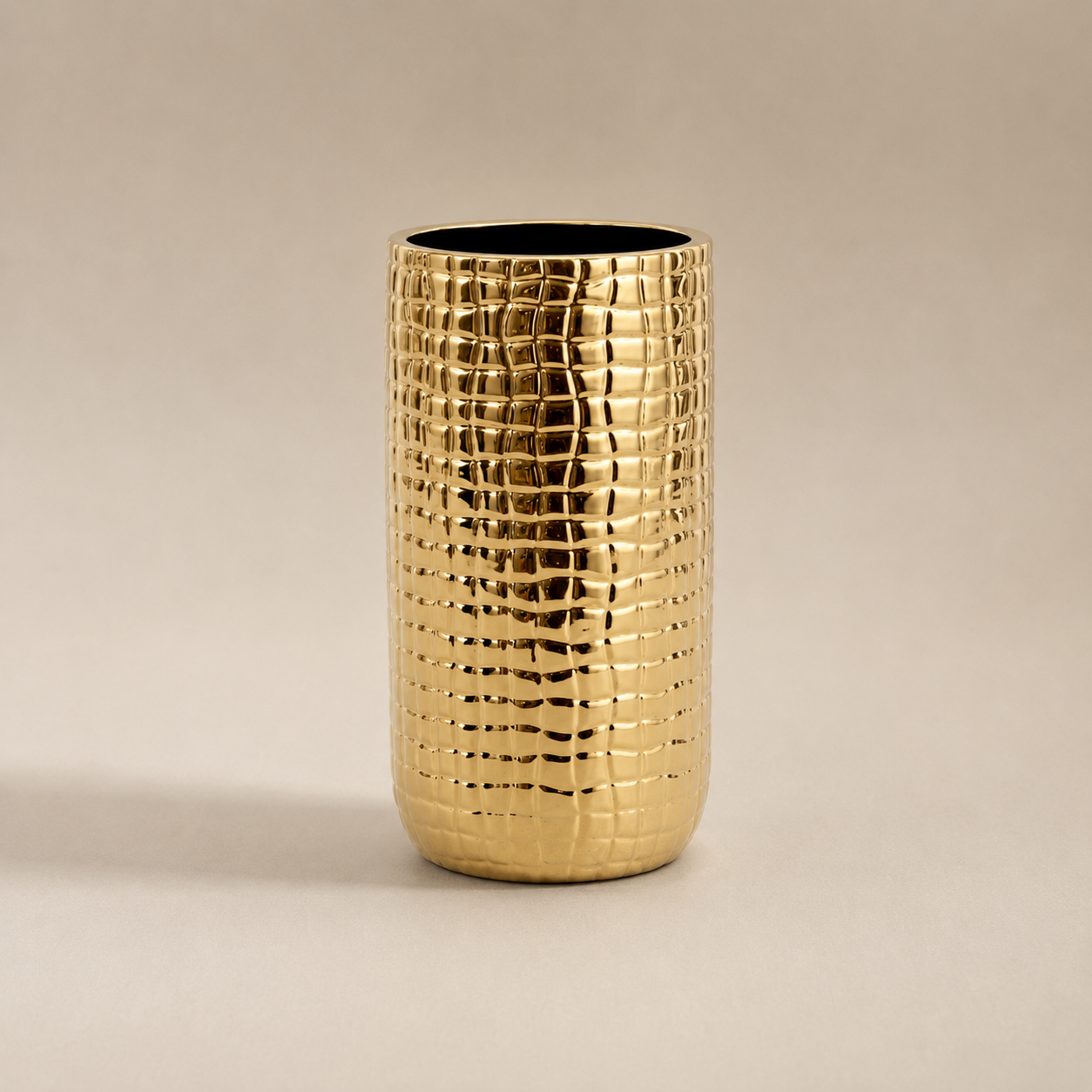 Karaca Home Lesley Gold Cylindrical Decorative Vase, 300.23.01.0538 3 Karaca Home Lesley Gold Cylindrical Decorative Vase, 300.23.01.0538 - Image 3