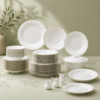 Karaca Fine Pearl Fame 55-Piece Dinner Set for 12 People – White with Gold Rim, 8683650341123