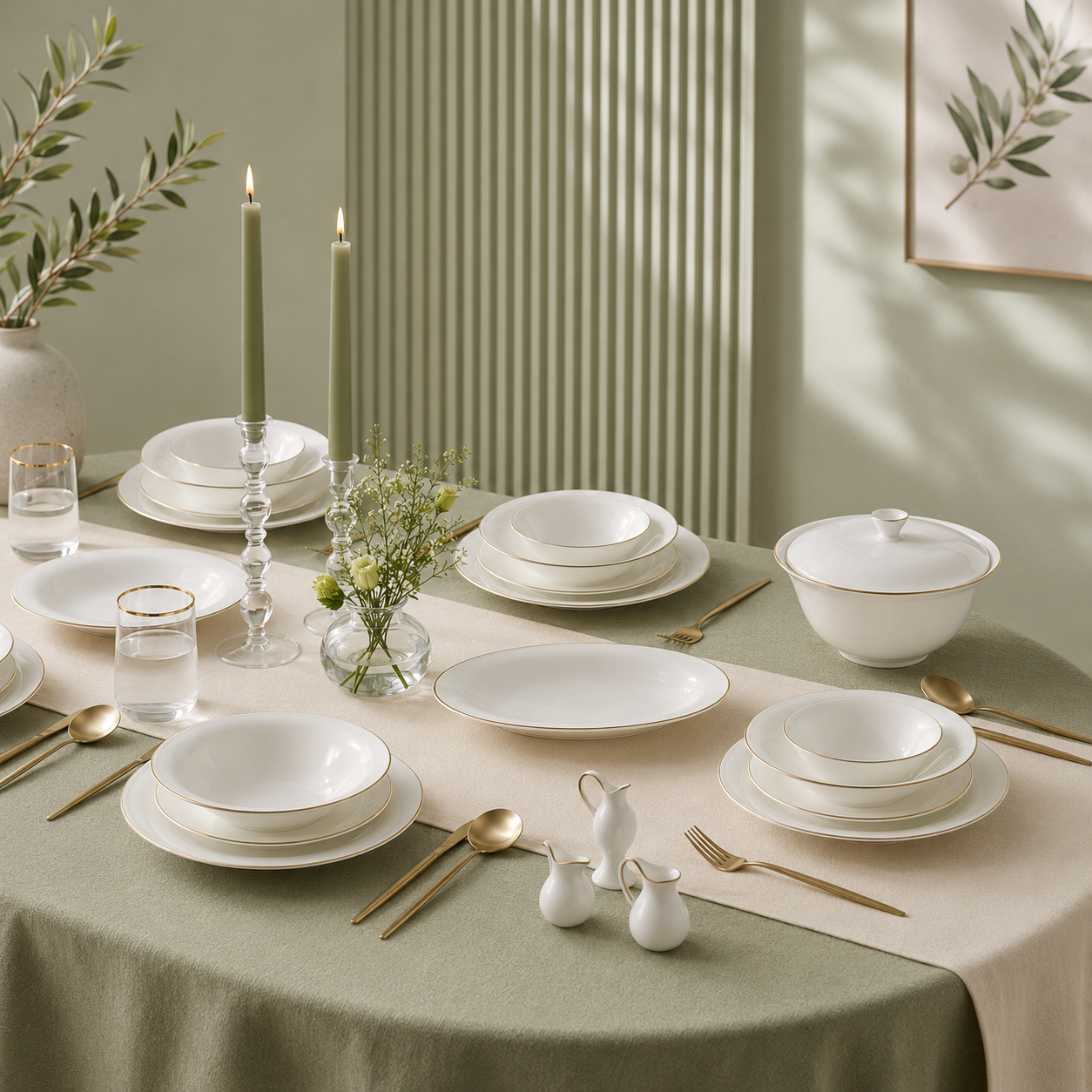 Karaca Fine Pearl Fame 55-Piece Dinner Set for 12 People – White with Gold Rim, 8683650341123 4 Karaca Fine Pearl Fame 55-Piece Dinner Set for 12 People – White with Gold Rim, 8683650341123 - Image 4