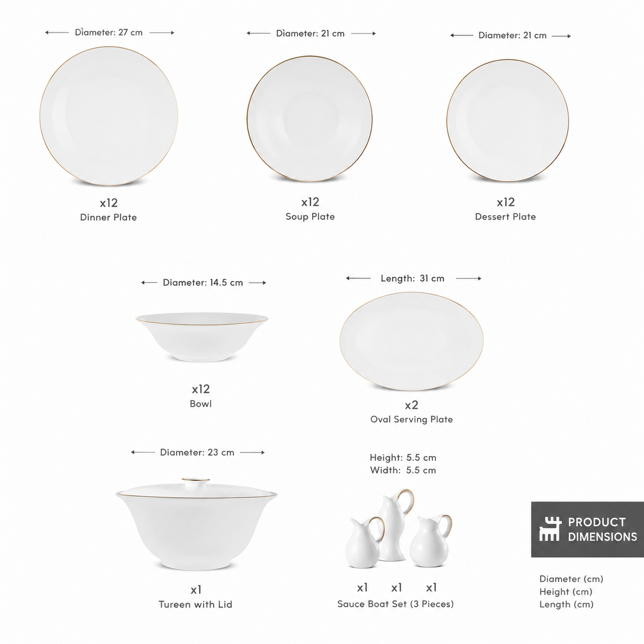 Karaca Fine Pearl Fame 55-Piece Dinner Set for 12 People – White with Gold Rim, 8683650341123 6 Karaca Fine Pearl Fame 55-Piece Dinner Set for 12 People – White with Gold Rim, 8683650341123 - Image 6