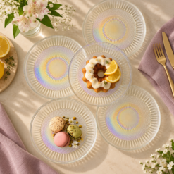 Karaca Marida 6-Piece Glass Cake Plate Set – 21 cm | Lustre Finish, 8683650361190