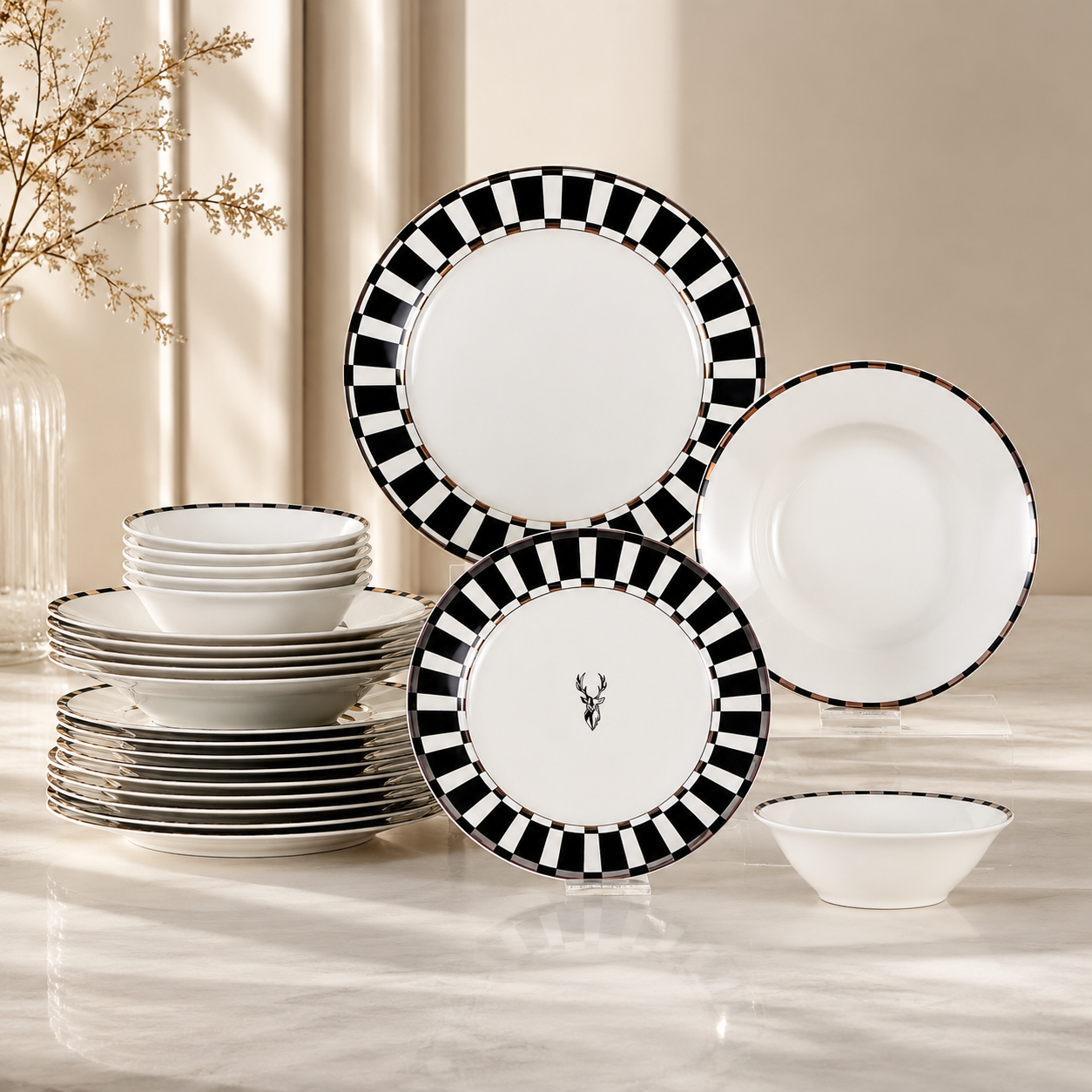 Karaca Elegance Bone 24-Piece Dinner Set for 6 People, 153.03.06.2400 1 Karaca Elegance Bone 24-Piece Dinner Set for 6 People, 153.03.06.2400