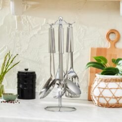 Karaca Chef 6-Piece Stainless Steel Kitchen Utensil Set with Stand | 18/10 Steel, 153.03.07.8790