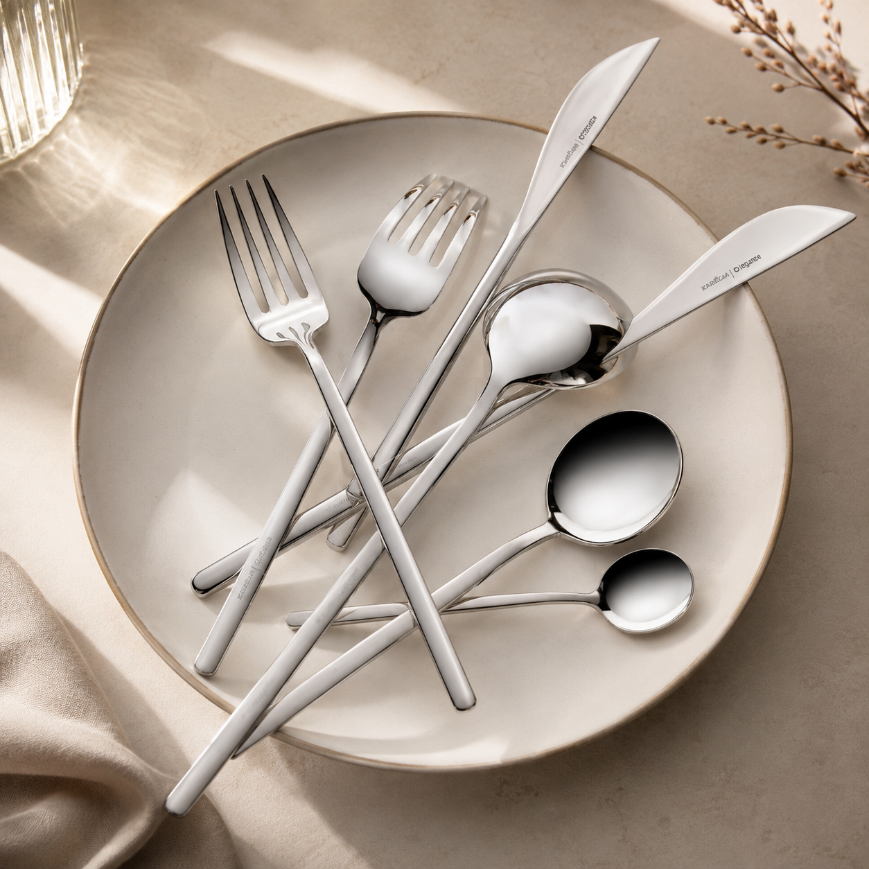 Karaca Focus 84-Piece Stainless Steel Cutlery Set for 12 People | Platinum Finish, 153.03.08.1807 2 Karaca Focus 84-Piece Stainless Steel Cutlery Set for 12 People | Platinum Finish, 153.03.08.1807 - Image 2