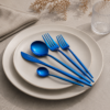 Karaca Orion 30-Piece 18/10 Stainless Steel Cutlery Set for 6 People – Blue, 153.03.08.1912