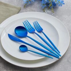 Karaca Orion 30-Piece 18/10 Stainless Steel Cutlery Set for 6 People - Blue, 153.03.08.1912