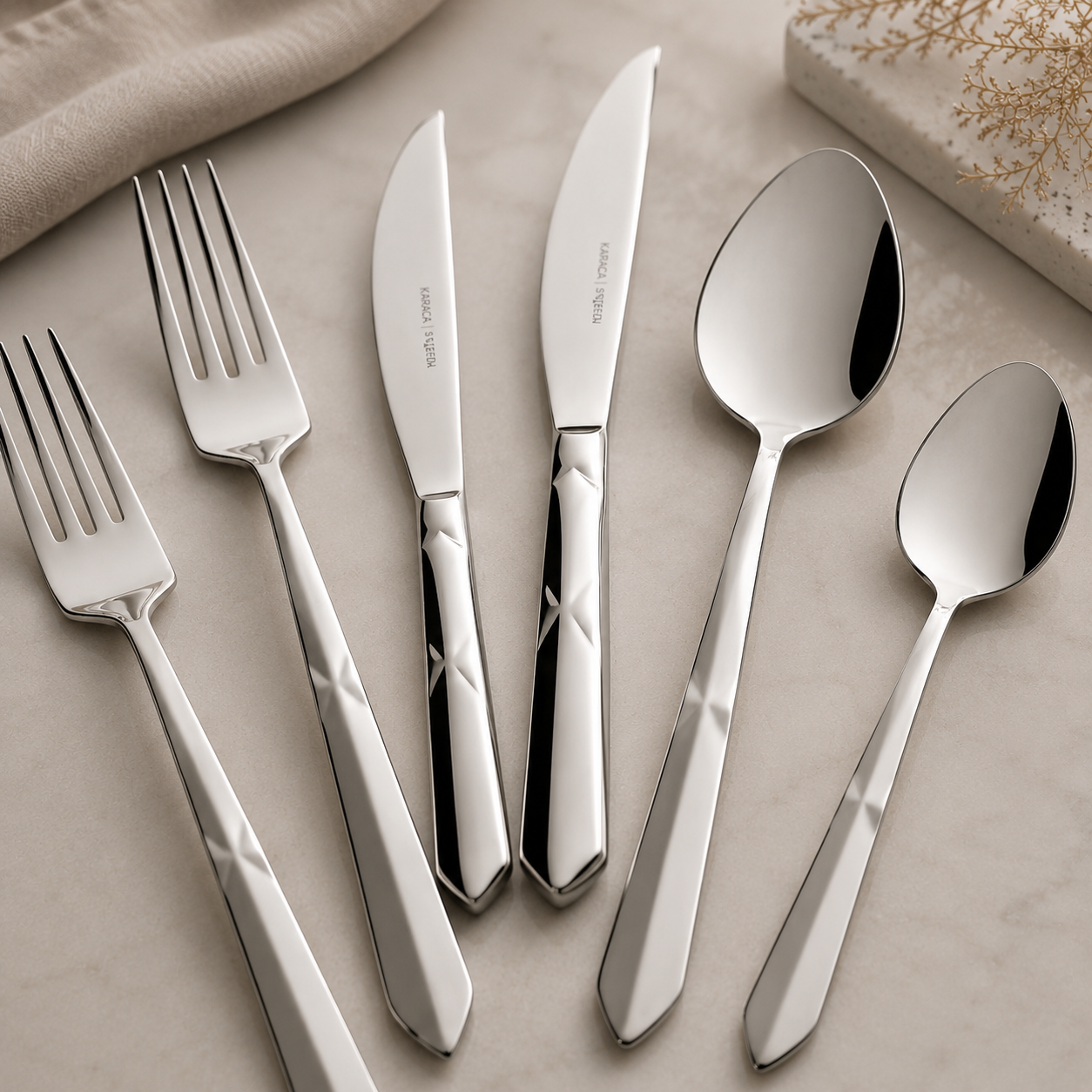 Karaca 316 Elegance Diamond Platinum 84-Piece Cutlery Set for 12 People | 316 Stainless Steel, 153.03.08.2071 2 Karaca 316 Elegance Diamond Platinum 84-Piece Cutlery Set for 12 People | 316 Stainless Steel, 153.03.08.2071 - Image 2