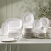 Karaca Deren Square Bone 60-Piece Dinner Set for 12 People – Elegant White Embossed Porcelain, 153.03.08.2652
