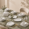 Karaca Deren Square Bone 60-Piece Dinner Set for 12 People – Elegant White Embossed Porcelain, 153.03.08.2652 - Image 5