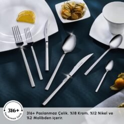 Alternative view of Karaca Elegance Nil Platinum 84-Piece Cutlery Set for 12 People, 153.03.08.4554