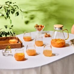 Karaca Savona 7-Piece Drinkware Set - 1.8L Pitcher and 6 Glasses | Clear Glass Set, 153.09.01.0648