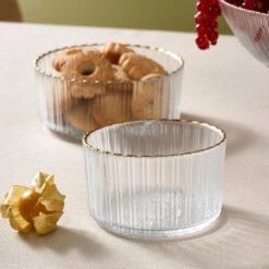 Alternative view of Karaca Pierre 3-Piece Glass Serving Set - Plain Gold Gilded | Elegant Serving Stand, 153.09.01.3136