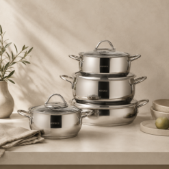 Karaca Urla 8-Piece Stainless Steel Cookware Set, 153.09.01.3571