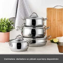 Alternative view of Karaca Urla 8-Piece Stainless Steel Cookware Set | 18/10 Cr.Ni Cookware, 153.09.01.3571