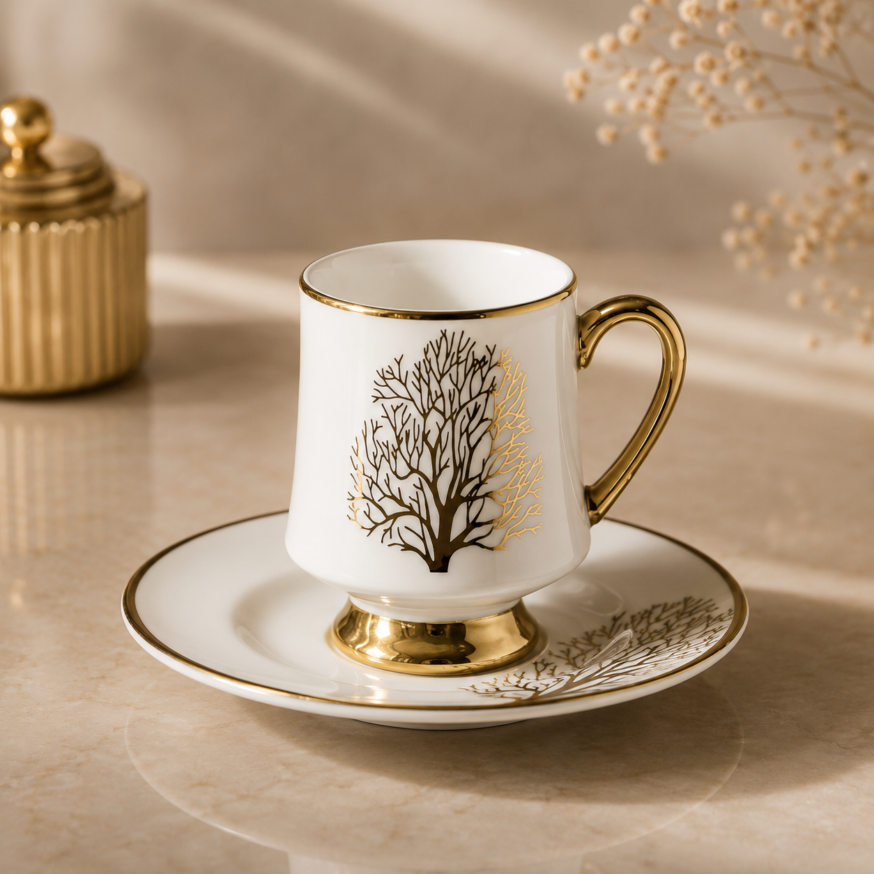 Karaca Afra 6-Piece Coffee Cup Set with Saucers 90 ml, 153.09.01.3648 2 Karaca Afra 6-Piece Coffee Cup Set with Saucers 90 ml, 153.09.01.3648 - Image 2