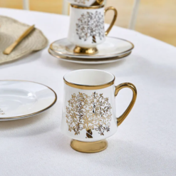 Karaca Autumn 6-Piece Coffee Cup Set 90 ml | White and Gold Accent, 153.09.01.3649