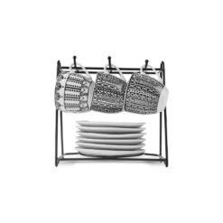 Alternative view of Karaca Altos 6-Piece Coffee Cup Set with Metal Stand - 90 ml | Bone Porcelain, 153.09.01.5321