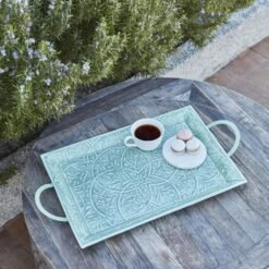 Karaca Home Donna Decorative Tray 45 cm - Aqua Green, 153.09.01.5774