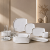 Karaca Forever White Bone Series 28-Piece Tableware Set – Porcelain Dining Set, 153.09.01.6011