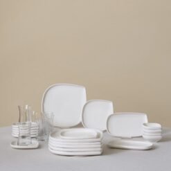 Karaca Forever White Bone Series 28-Piece Tableware Set | Porcelain Dining Set, 153.09.01.6011