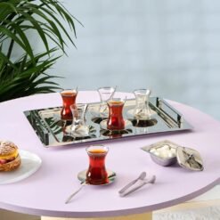 Karaca Jamie Platinum 40-Piece Tea Set | 18/10 Stainless Steel Elegant Tea Service, 153.09.01.6069