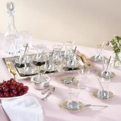 Karaca Alba Gold 40-Piece Tea Set | 18/10 Stainless Steel Elegant Tea Service, 153.09.01.6070