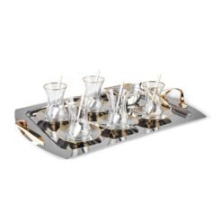 Karaca Perry Gold 40-Piece Tea Set | 18/10 Stainless Steel Luxury Tea Service, 153.09.01.6071