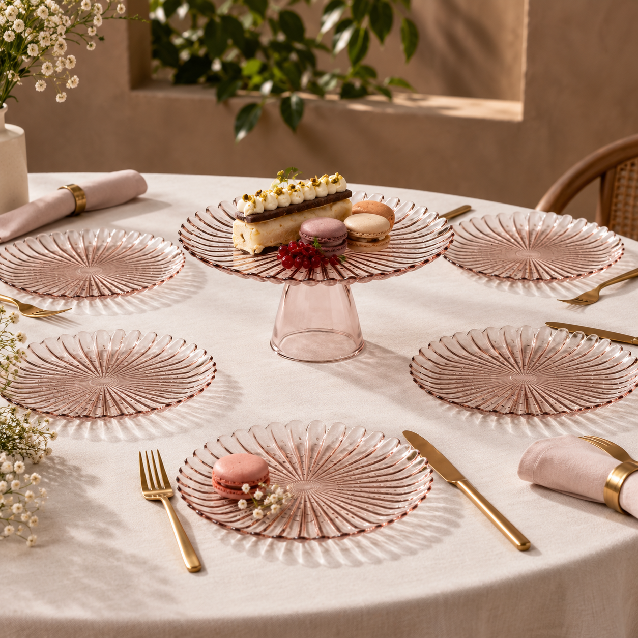 Karaca Emma 7-Piece Glass Cake and Dessert Set | Elegant Serving Set, 153.09.01.6273 1 Karaca Emma 7-Piece Glass Cake and Dessert Set | Elegant Serving Set, 153.09.01.6273