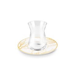 Alternative view of Karaca Autumn 12-Piece Tea Set for 6 People | White and Gold Glass Tea Set, 153.09.01.6296